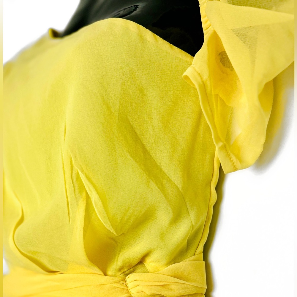 “PrettyLittleThing” Yellow One-Shoulder Knot Mini Dress - Picture 8 of 17